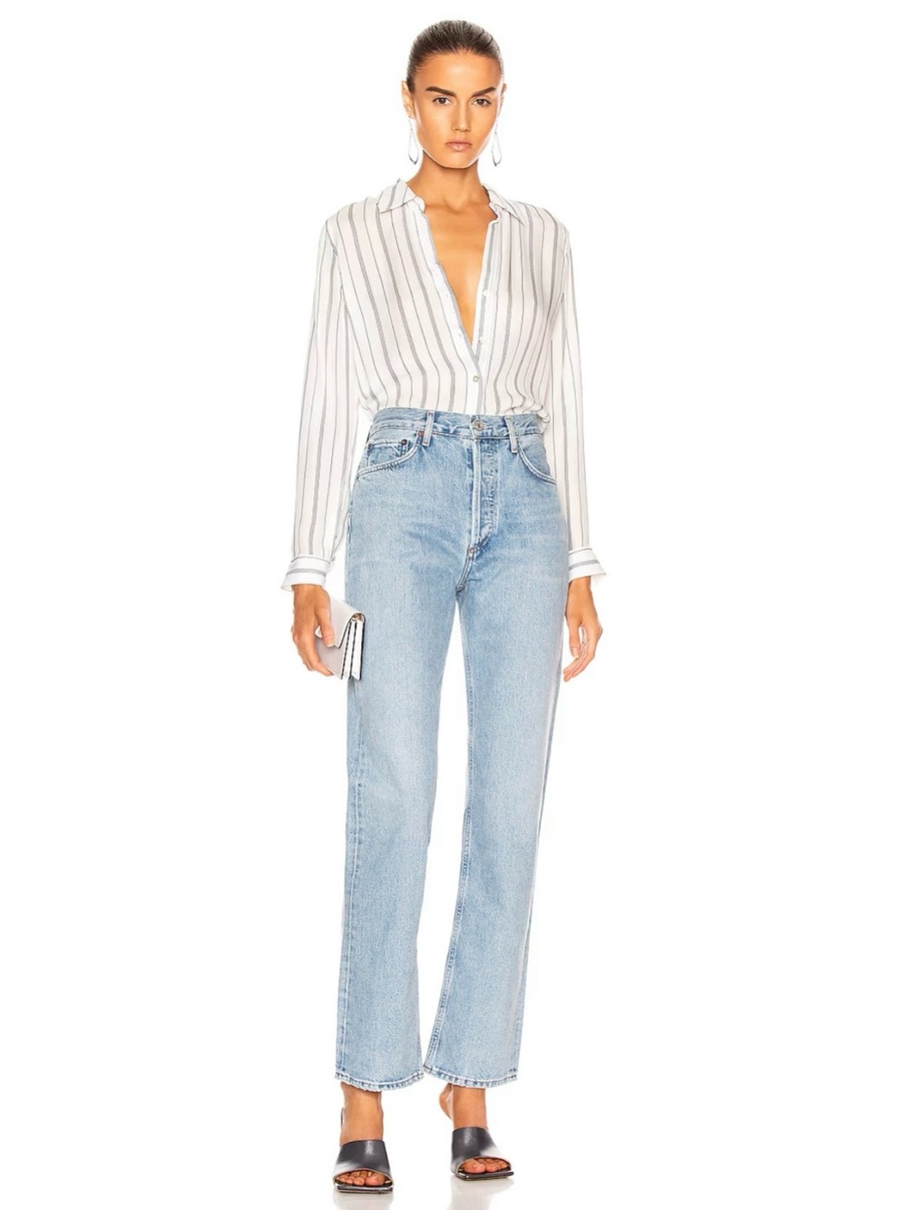 Agolde Lana straight leg jeans in riptide light wash